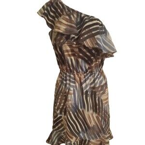 Banana Republic Printed One Shoulder Ruffle Dress - Size 0